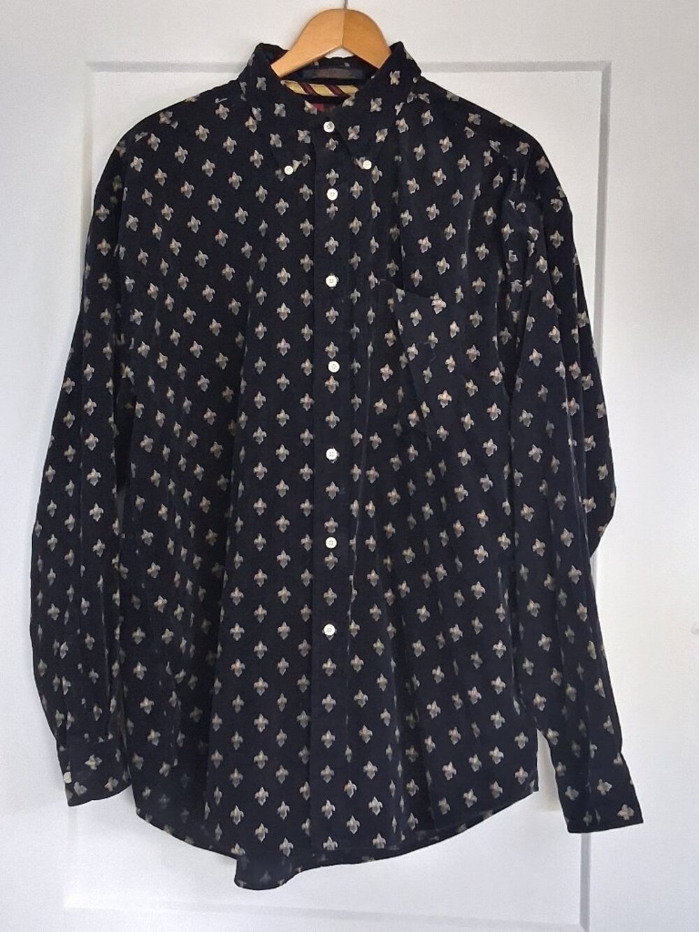Vintage Tommy Hilfiger XL Fleur De Lis Corduroy Button Up Shirt 100% Cotton 90s